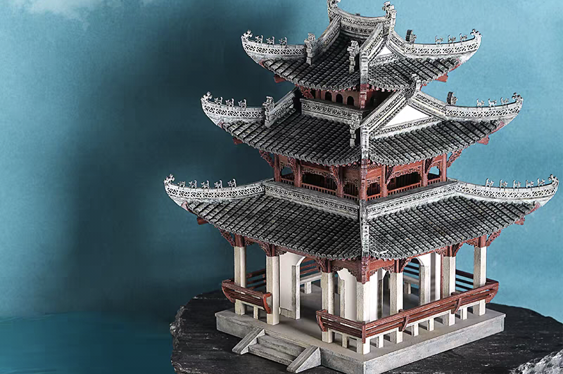 Modèle d'architecture ancienne à assemblage à tenon et mortaise du Pavillon FengYuTongZhou